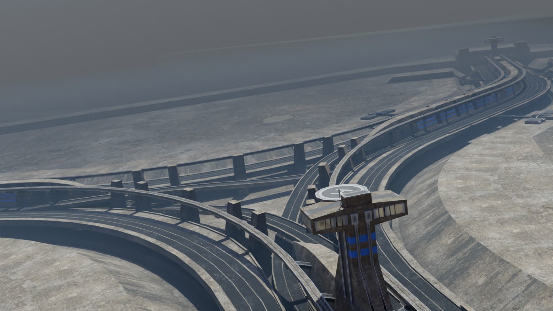 City road and cross segments Low-poly 3D model_7