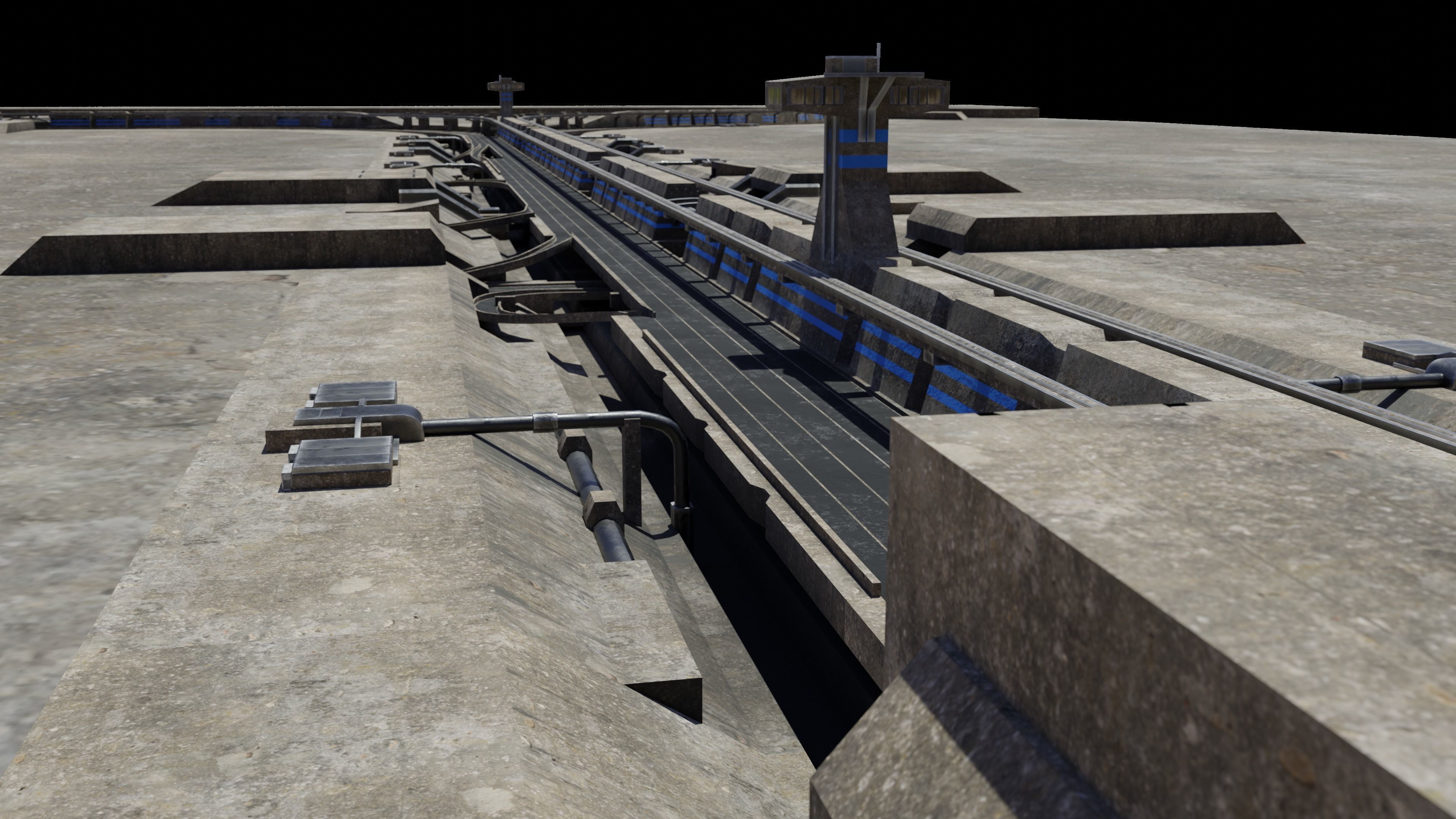 City road and cross segments Low-poly 3D model_6