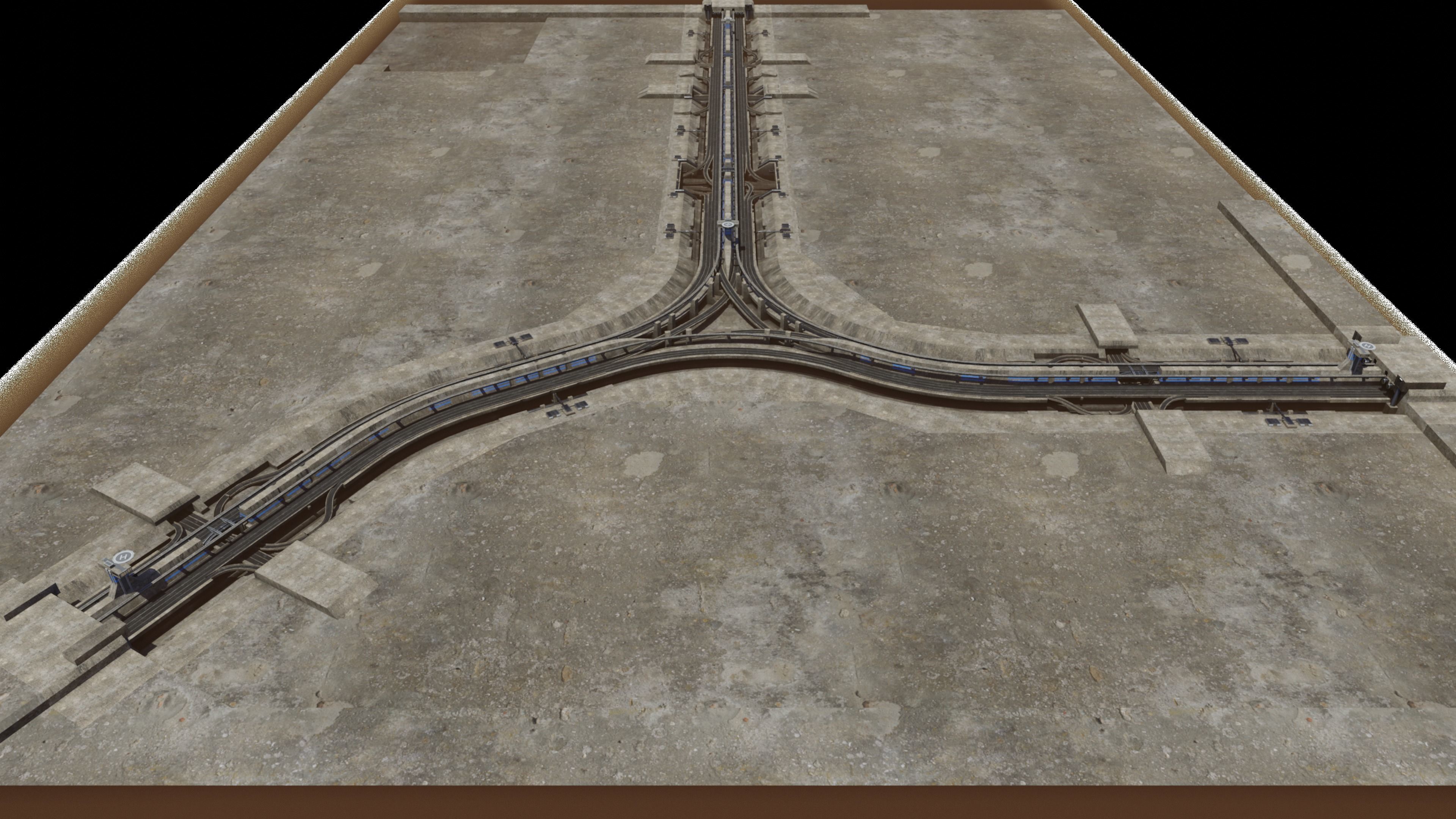 City road and cross segments Low-poly 3D model_5