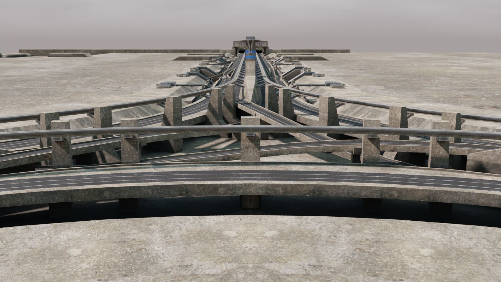 City road and cross segments Low-poly 3D model_4