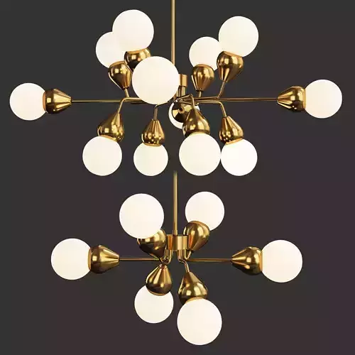 FABRON modern chandelier - gold and glass balls