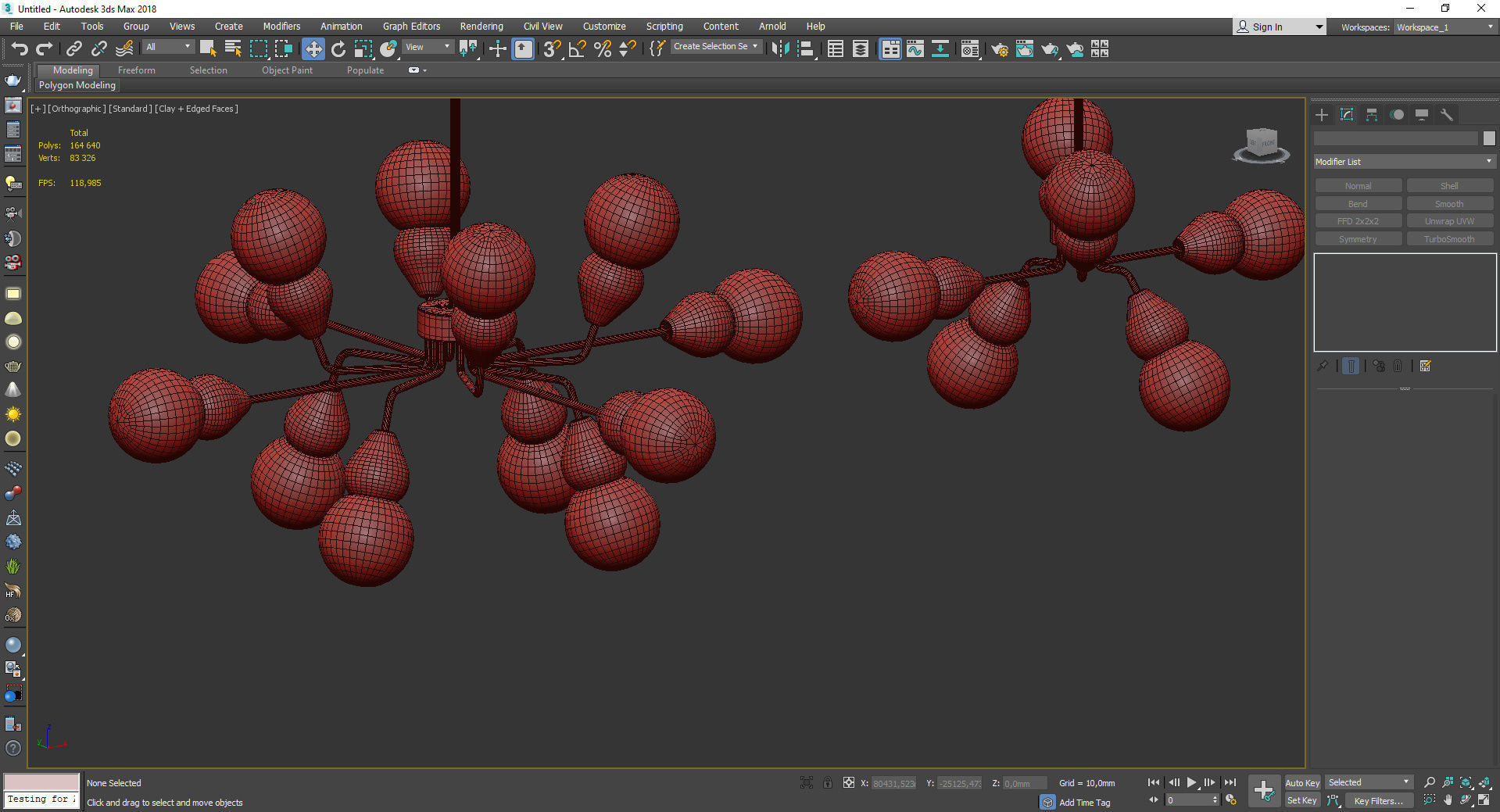 FABRON modern chandelier - gold and glass balls Low-poly 3D model_4