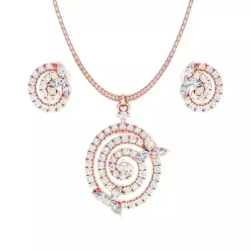 High Jewelry Pendant Earrings set 3dm stl 1-render detail