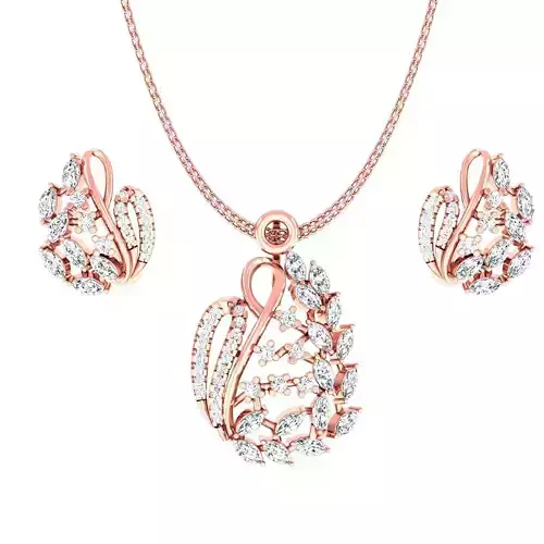 High Jewelry Pendant Earrings set 3dm stl 1-render detail