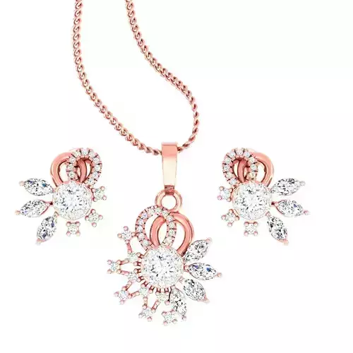 High Jewelry Flower Pendant Earrings set 3dm stl 1-render  3D print model