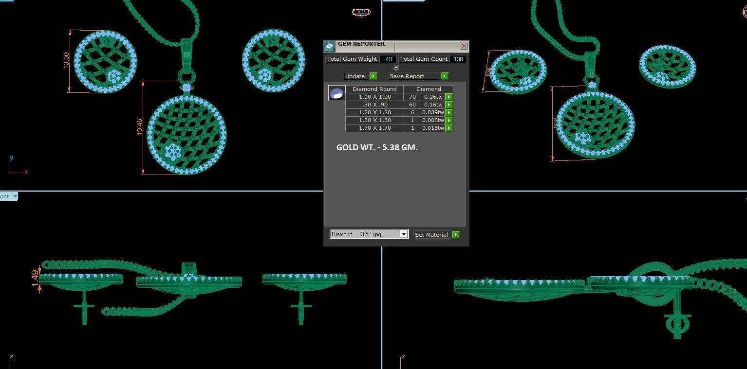 High Jewelry Pendant Earrings set 3dm stl 1-render detail 3D print model_1