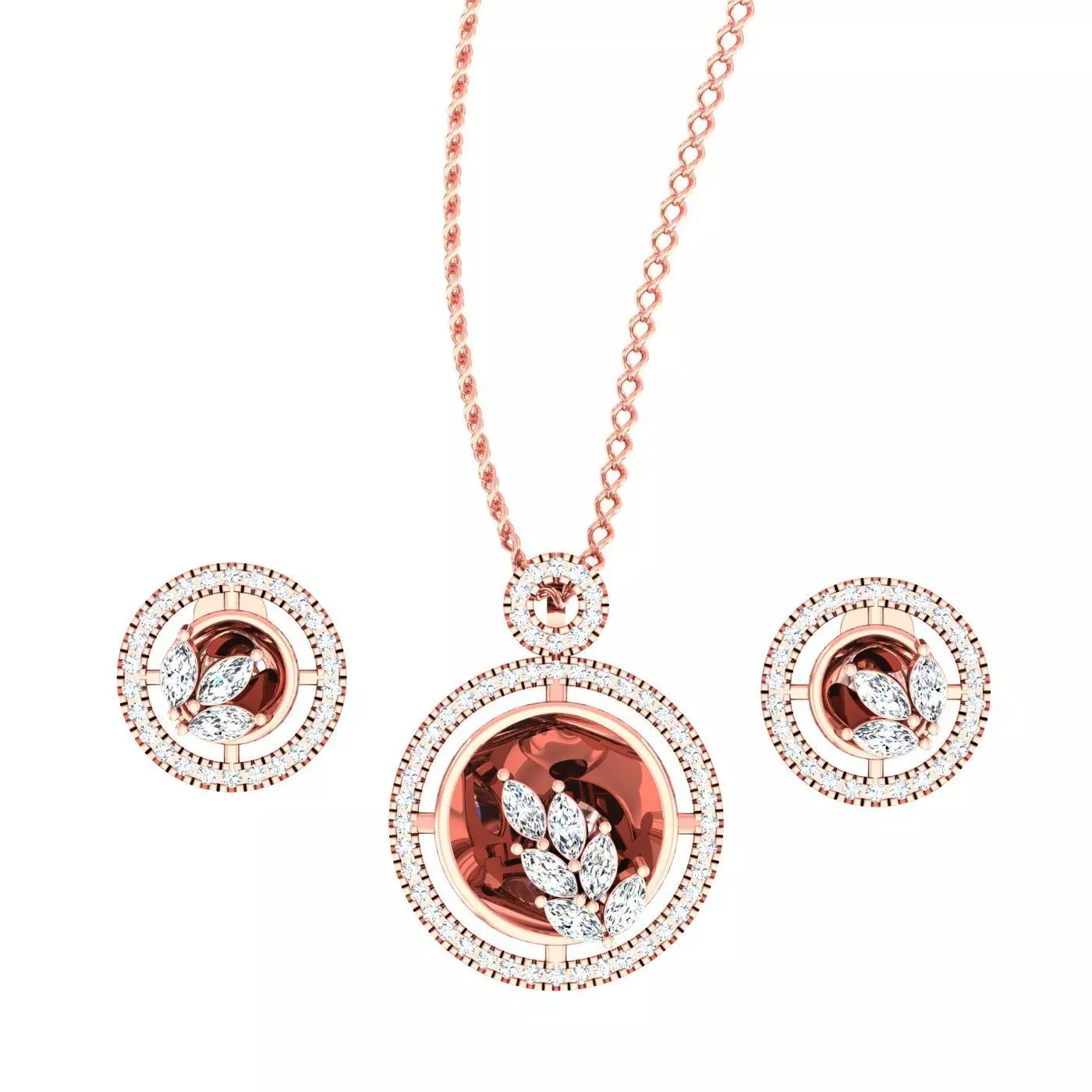 High Jewelry Flower Leaf Pendant Earrings set 3dm stl 1-render 3D print model_0