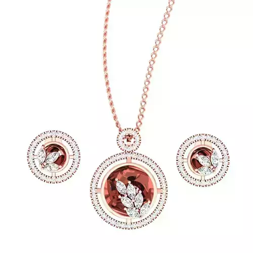 High Jewelry Flower Leaf Pendant Earrings set 3dm stl 1-render 3D print model
