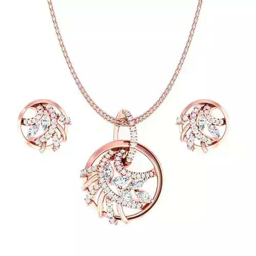 High Jewelry Pendant Earrings set 3dm stl 1-render detail