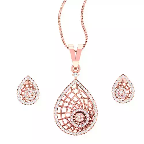 High Jewelry Pendant Earrings set 3dm stl 1-render detail