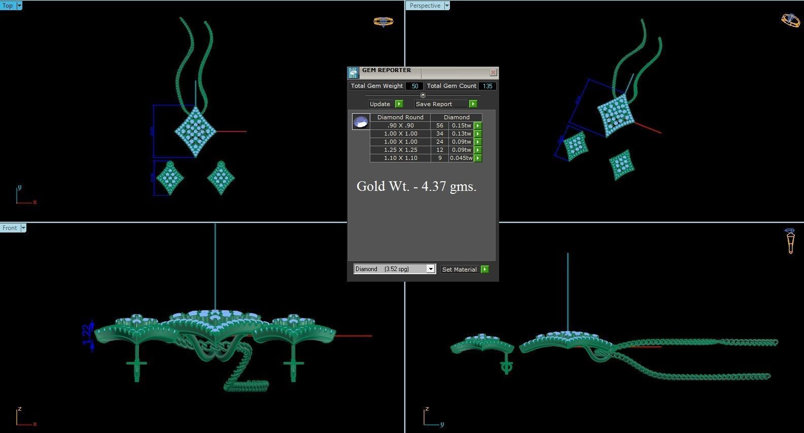 High Jewelry Pendant Earrings set 3dm stl 1-render detail 3D print model_1