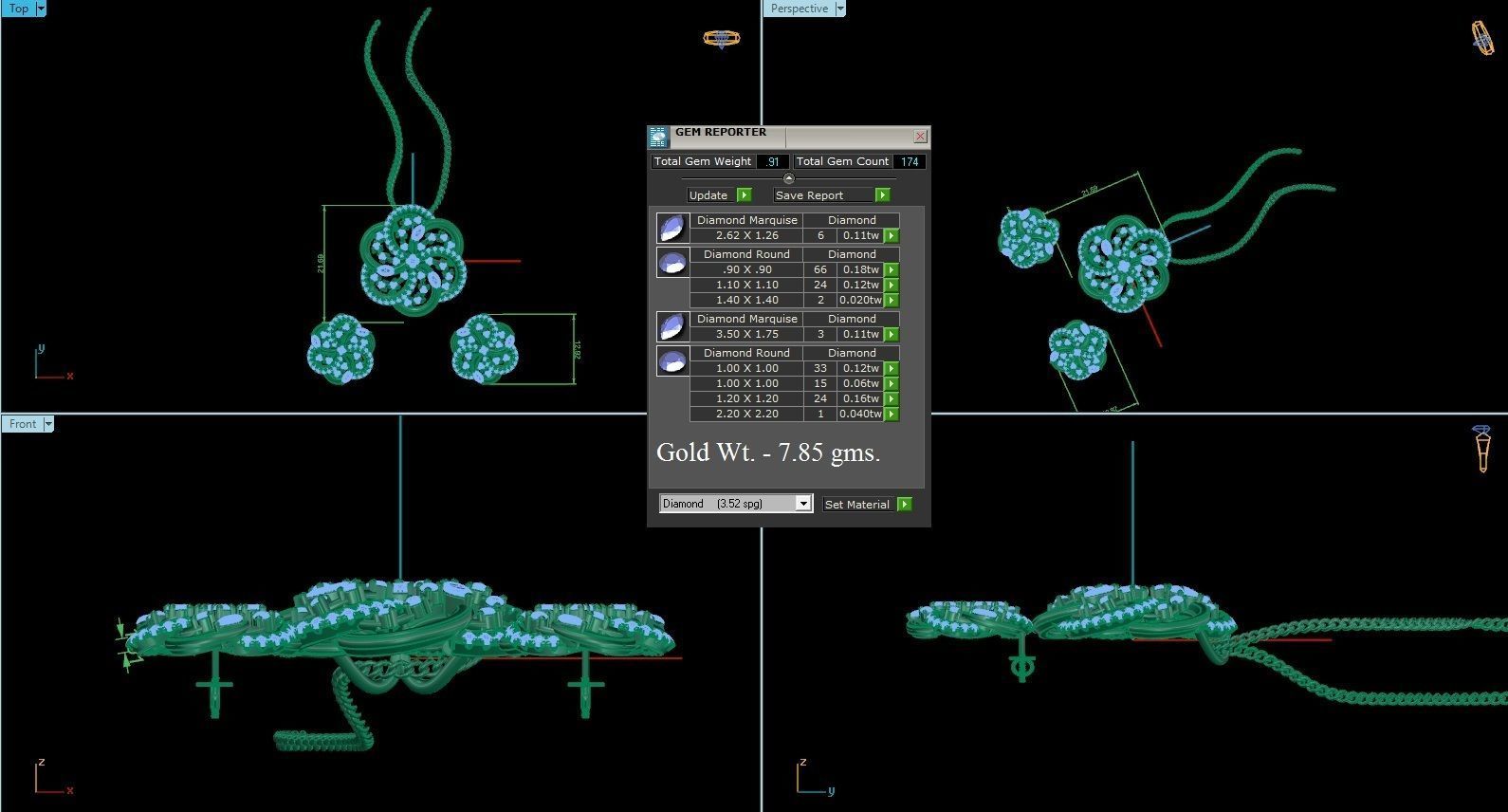 High Jewelry flower Pendant Earrings set 3dm stl 1-render 3D print model_1