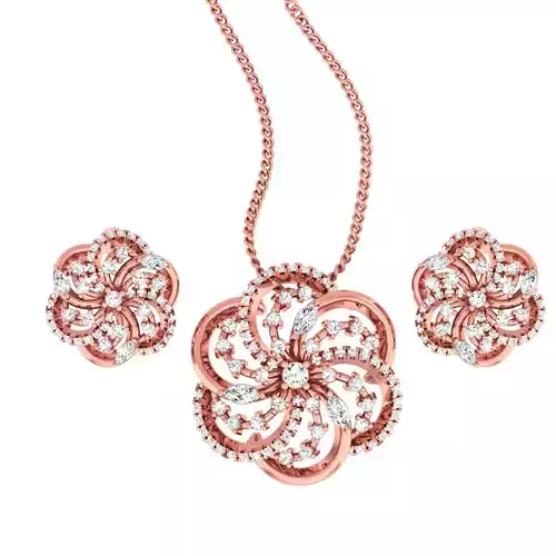 High Jewelry flower Pendant Earrings set 3dm stl 1-render  3D print model