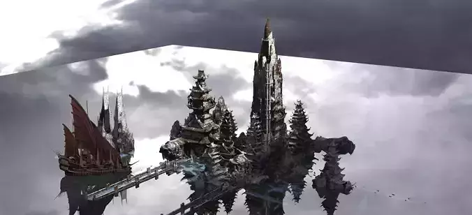 Assassin Castle fortress with Huge Ships Kit bash