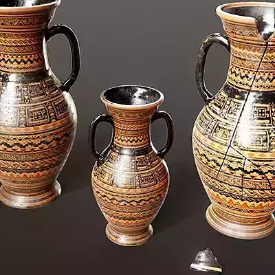 Greek Vase and Cracked Greek Vase Low-poly 3D model