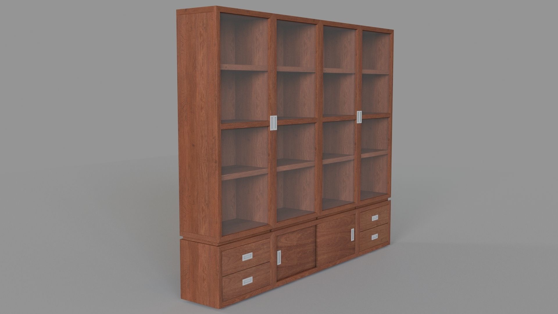 Aspect Walnut 7Piece Glass Door Storage Unit 3D model CGTrader
