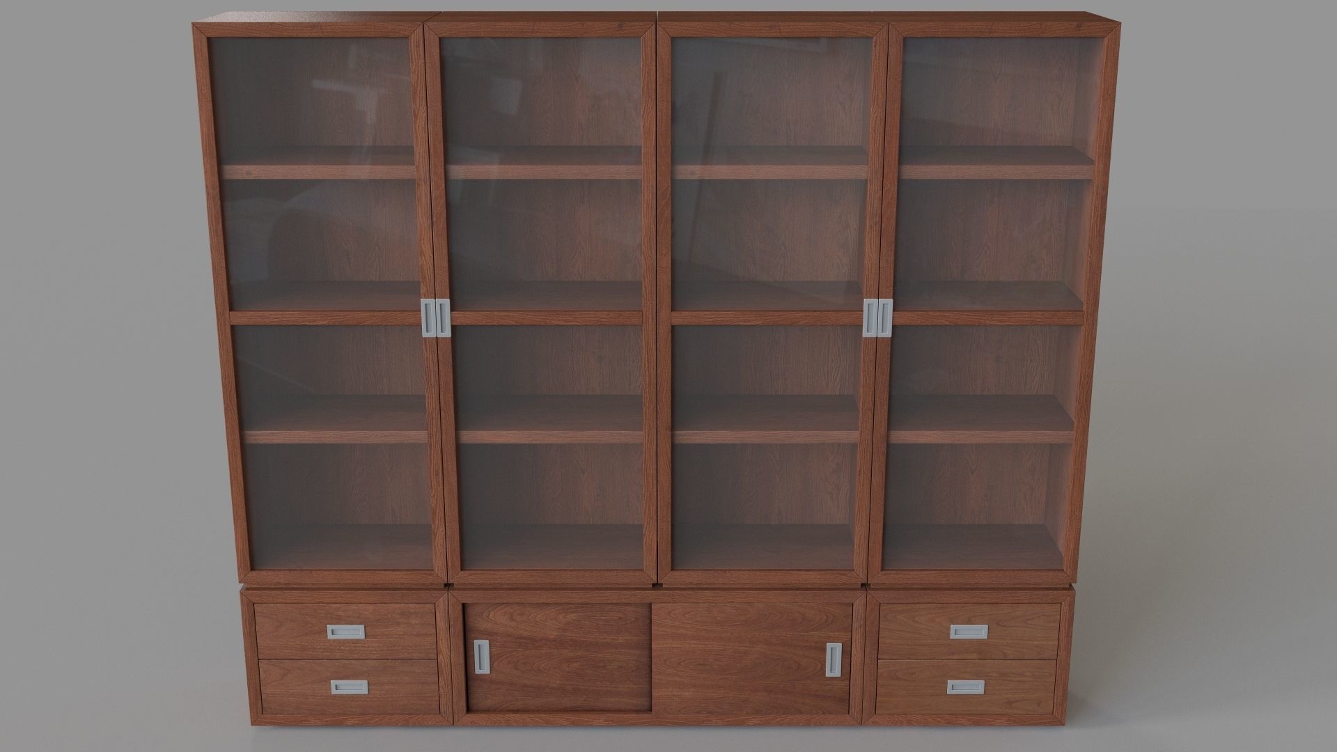 Aspect Walnut 7Piece Glass Door Storage Unit 3D model CGTrader