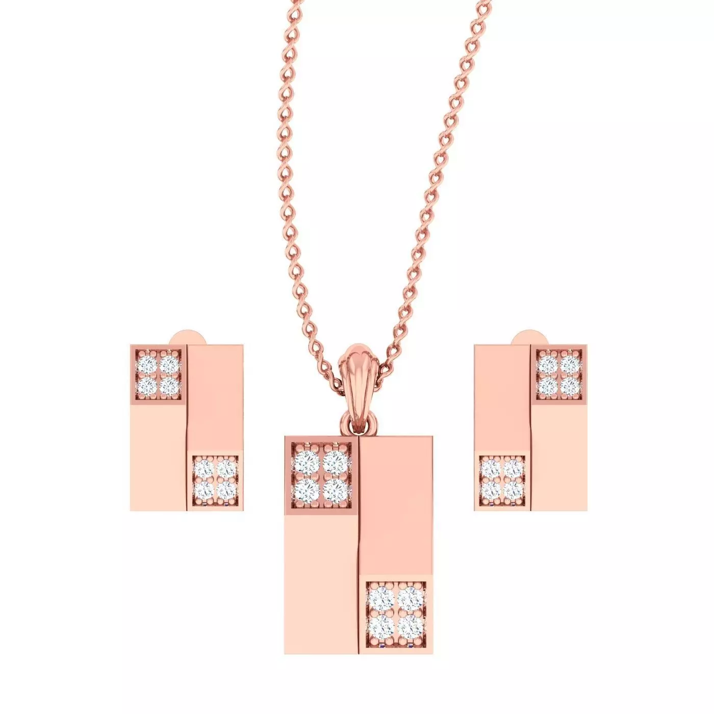 High Jewelry Pendant Earrings set 3dm stl 1-render detail 3D print model_0