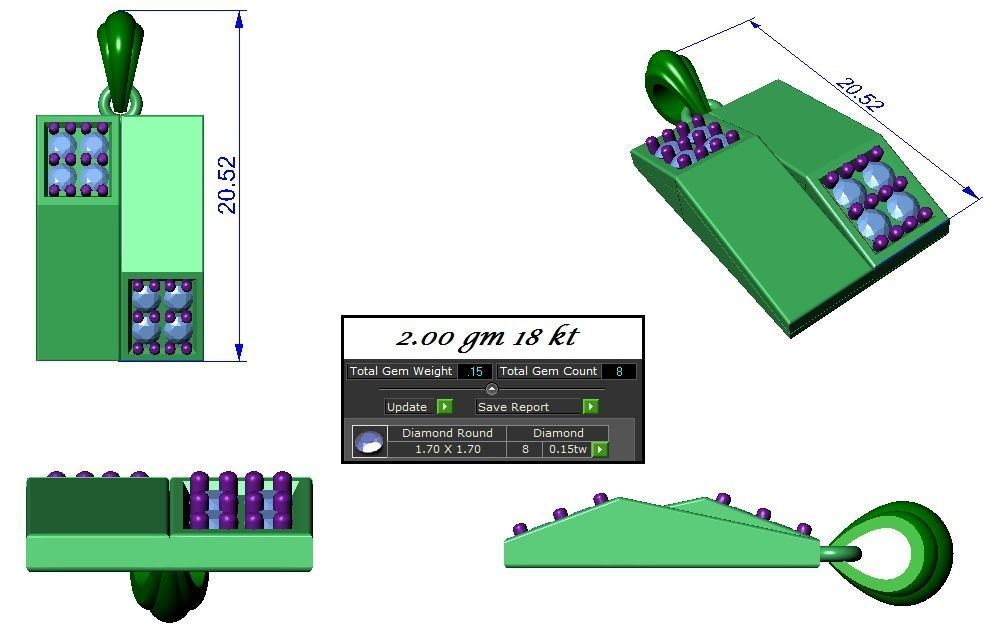 High Jewelry Pendant Earrings set 3dm stl 1-render detail 3D print model_2