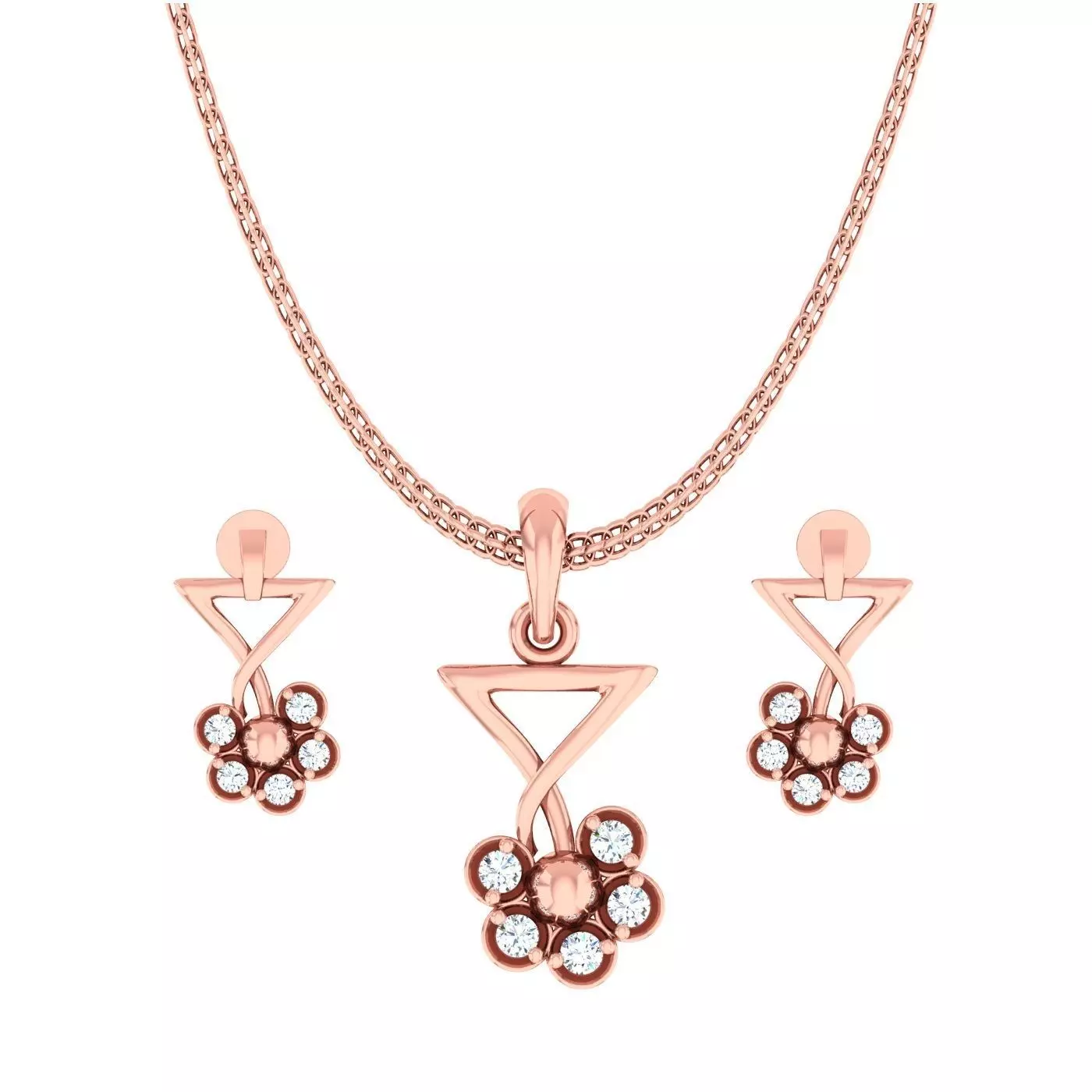 High Jewelry flower Pendant Earrings set 3dm stl 1-render detail 3D print model_0