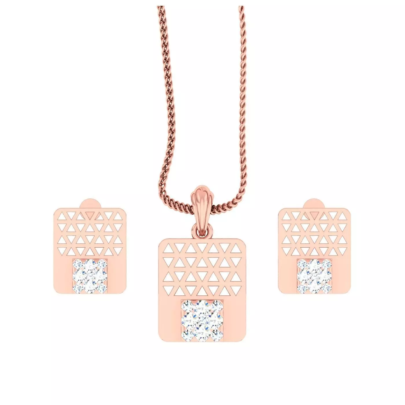 High Jewelry Pendant Earrings set 3dm stl 1-render detail 3D print model_0