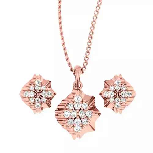 High Jewelry flower Pendant Earrings set 3dm stl 1-render  3D print model