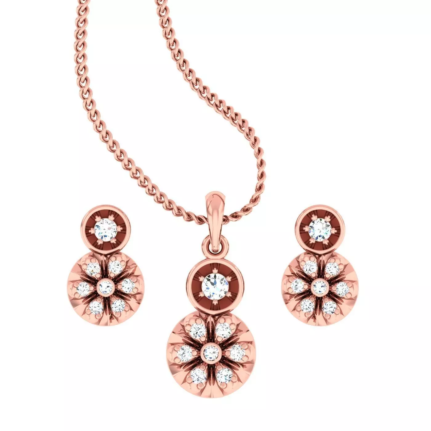 High Jewelry flower Pendant Earrings set 3dm stl 1-render 3D print model_0