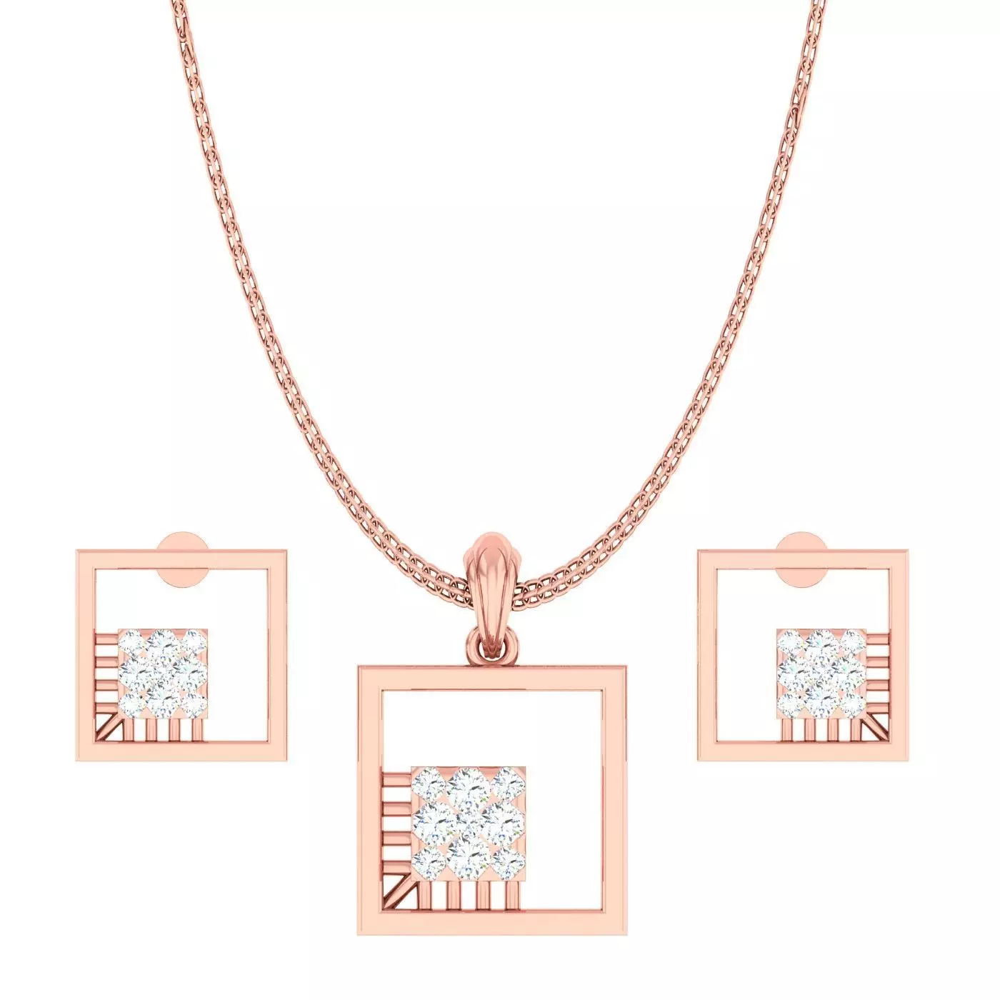 High Jewelry Pendant Earrings set 3dm stl 1-render detail 3D print model_0