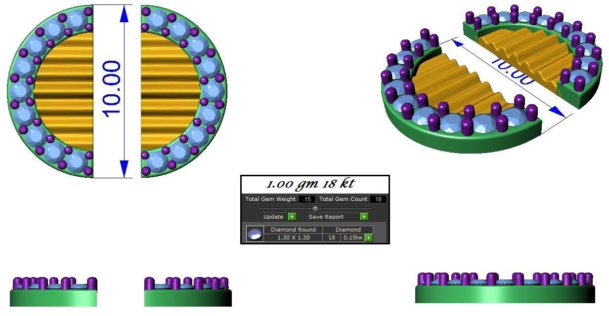 Half Moon High Jewelry Pendant Earrings set 3dm stl 1-render 3D print model_1