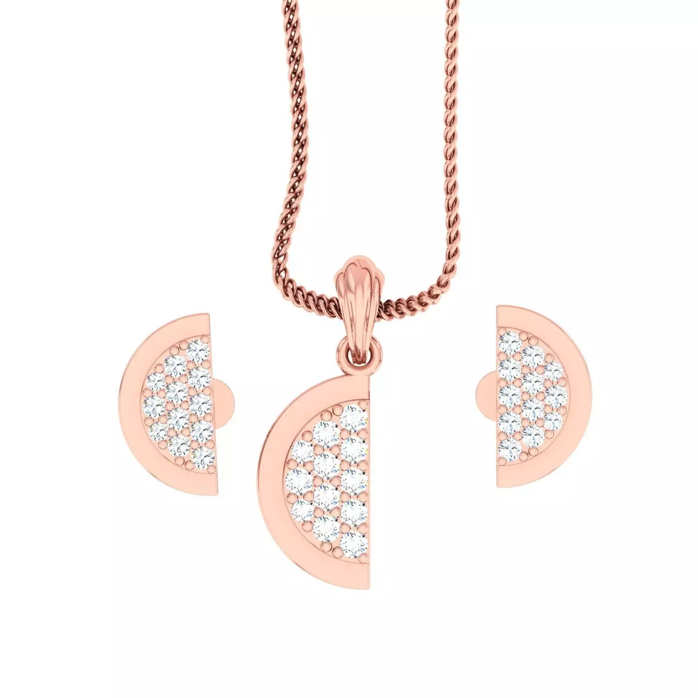 High Jewelry half moon pendant Earrings set 3dm stl 1-render 3D print model_0