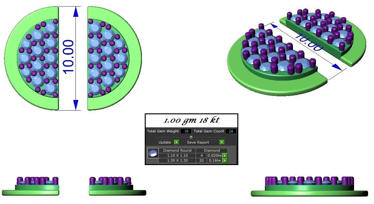 High Jewelry half moon pendant Earrings set 3dm stl 1-render 3D print model_1