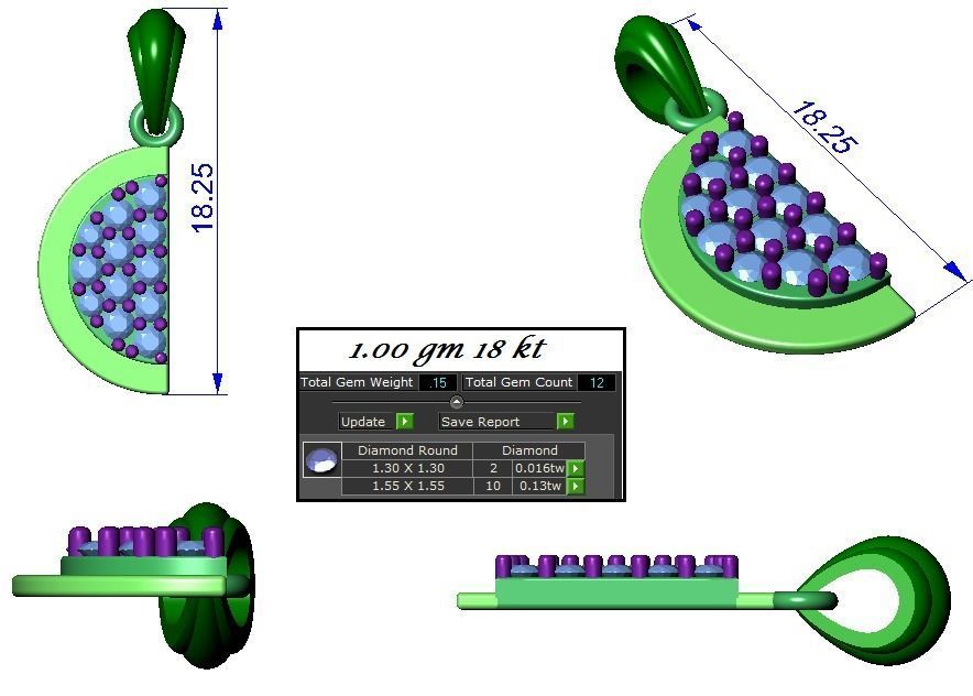High Jewelry half moon pendant Earrings set 3dm stl 1-render 3D print model_2