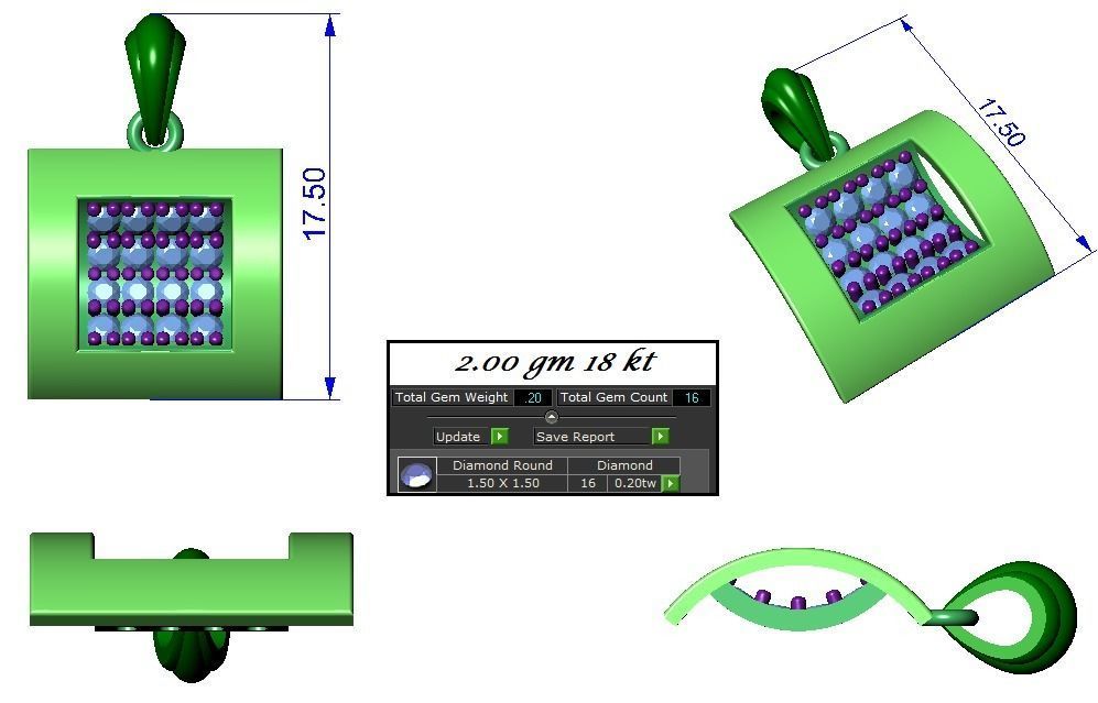 High Jewelry Pendant Earrings set 3dm stl 1-render detail 3D print model_2