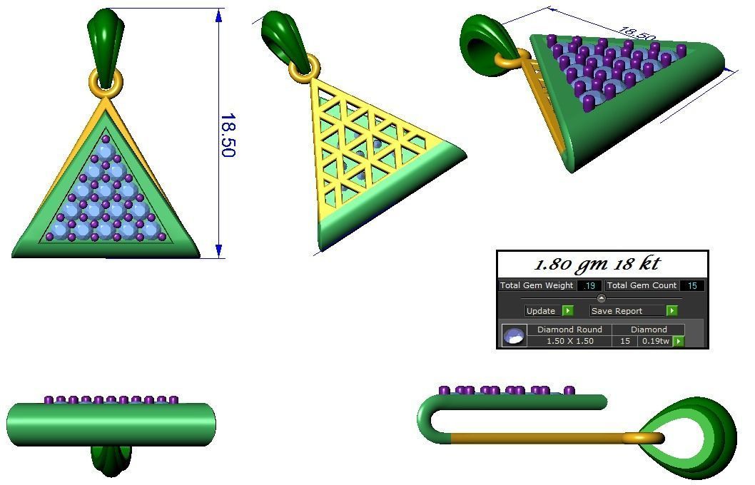 High Jewelry Pendant Earrings set 3dm stl 1-render detail 3D print model_2