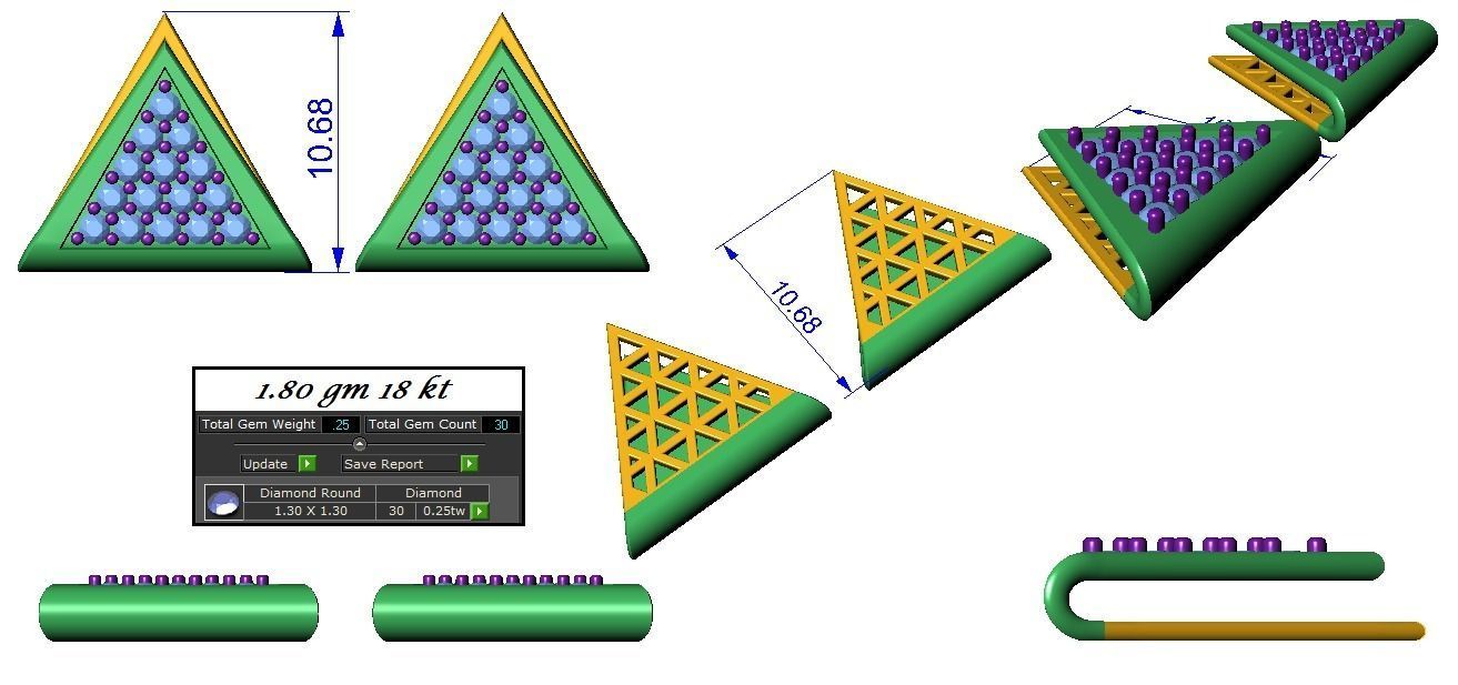 High Jewelry Pendant Earrings set 3dm stl 1-render detail 3D print model_1