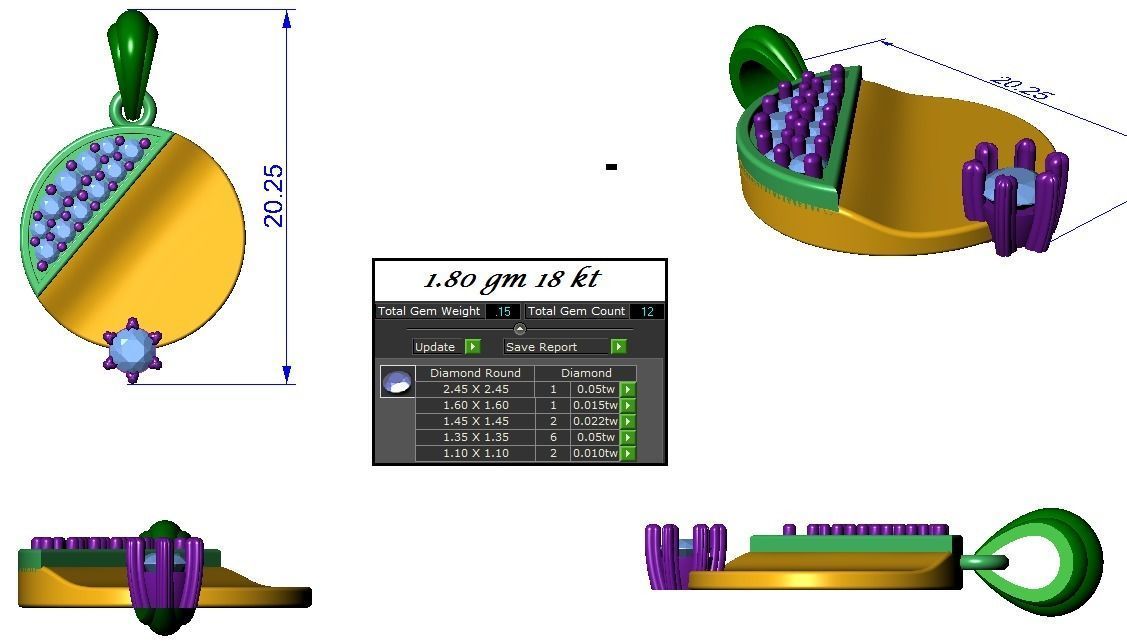 High Jewelry Pendant Earrings set 3dm stl 1-render detail 3D print model_2