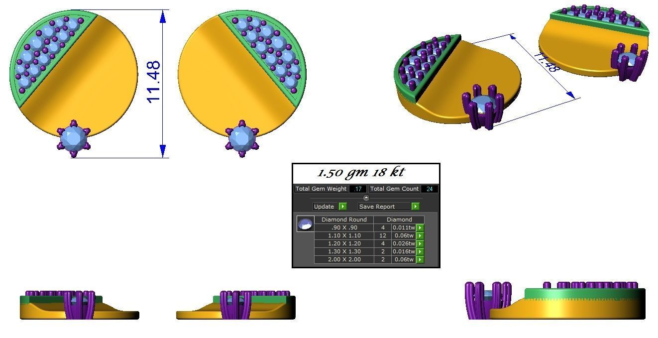 High Jewelry Pendant Earrings set 3dm stl 1-render detail 3D print model_1