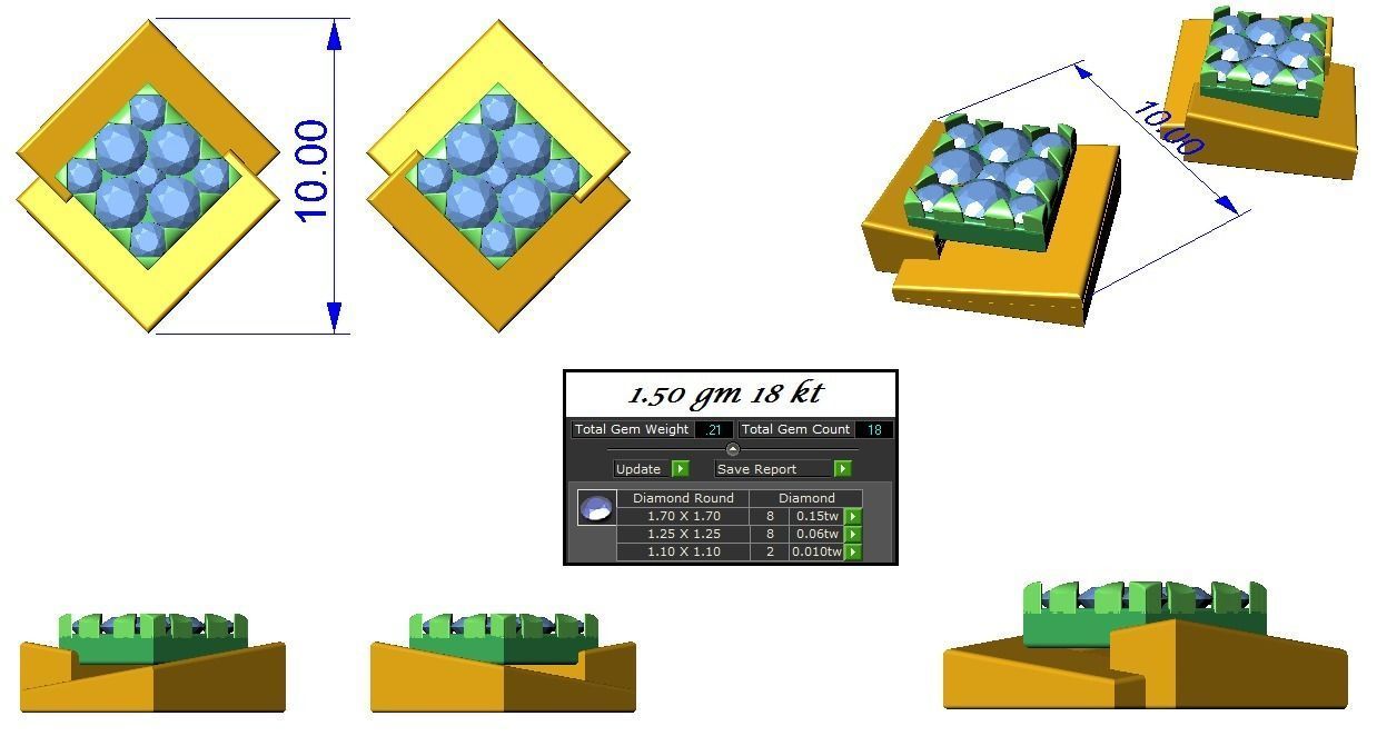 High Jewelry Pendant Earrings set 3dm stl 1-render detail 3D print model_1