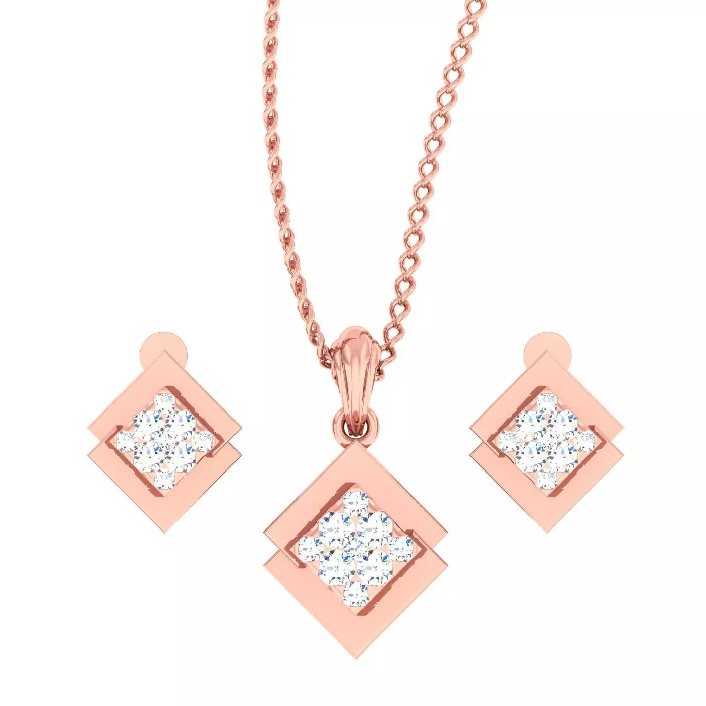 High Jewelry Pendant Earrings set 3dm stl 1-render detail 3D print model_0