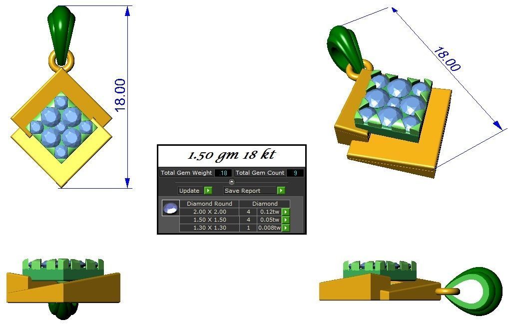 High Jewelry Pendant Earrings set 3dm stl 1-render detail 3D print model_2