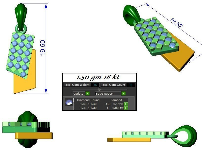 High Jewelry Pendant Earrings set 3dm stl 1-render detail 3D print model_2