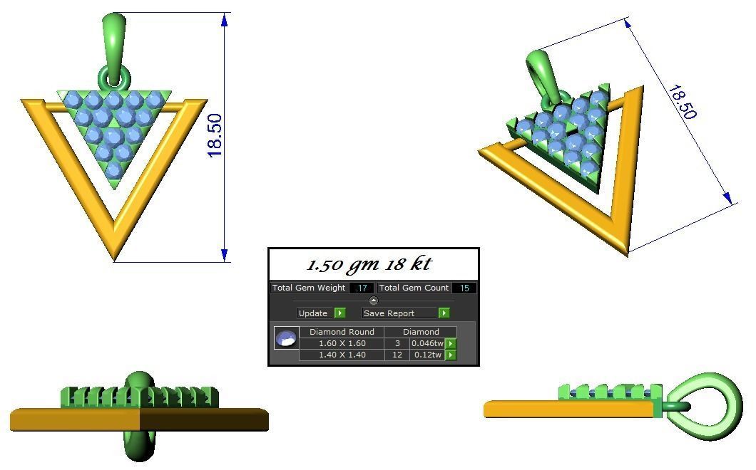 High Jewelry Pendant Earrings set 3dm stl 1-render detail 3D print model_2