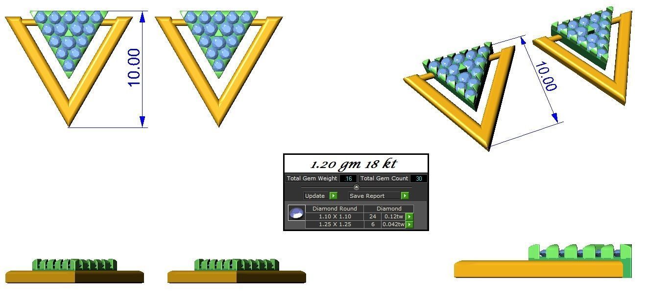 High Jewelry Pendant Earrings set 3dm stl 1-render detail 3D print model_1