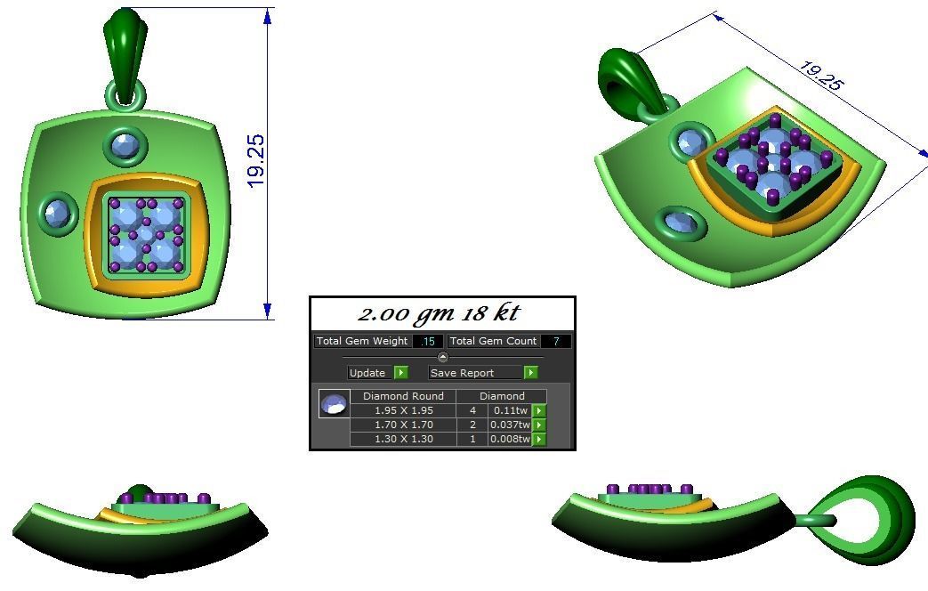 High Jewelry Pendant Earrings set 3dm stl 1-render detail 3D print model_2