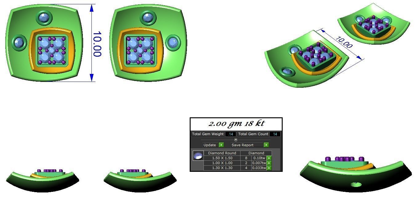 High Jewelry Pendant Earrings set 3dm stl 1-render detail 3D print model_1