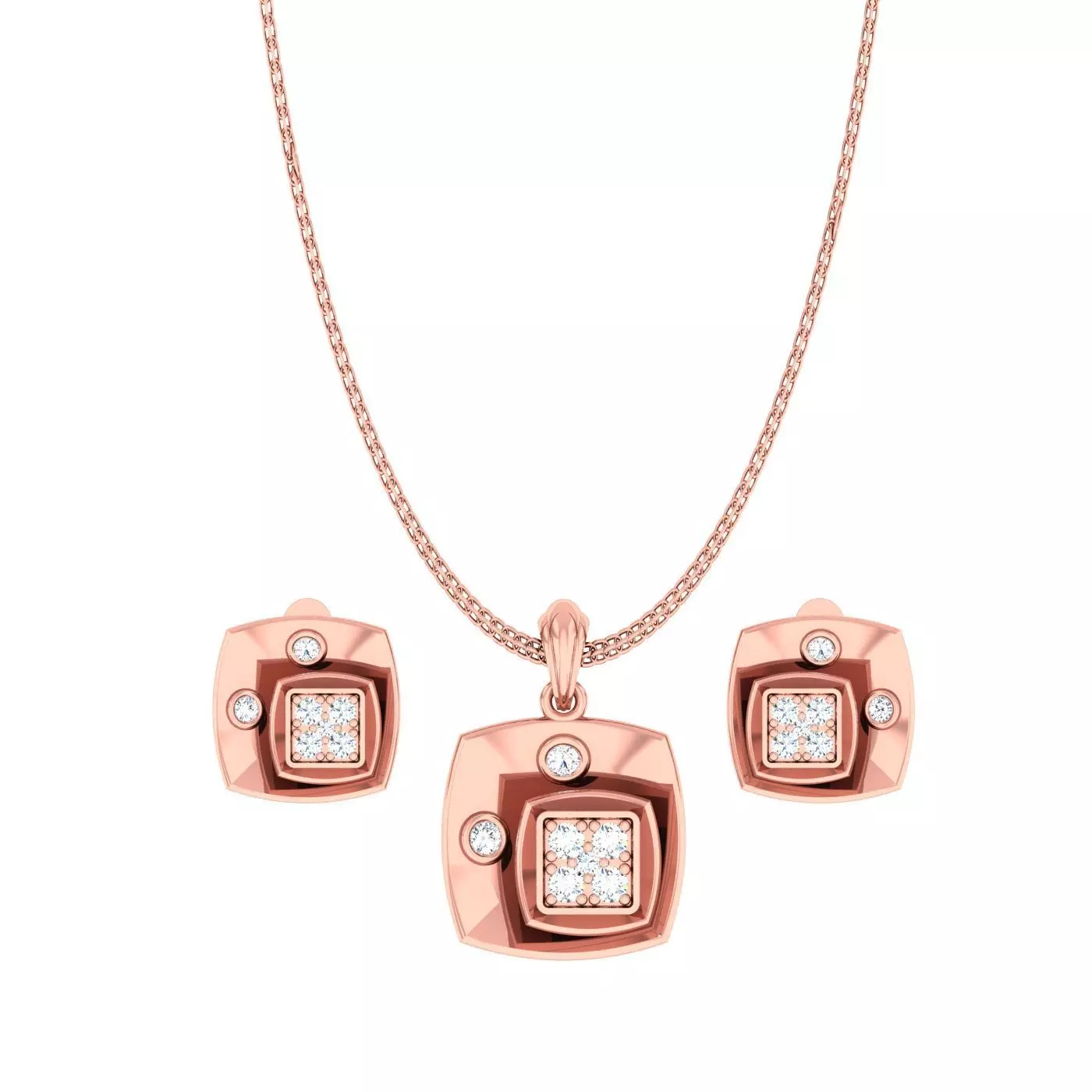 High Jewelry Pendant Earrings set 3dm stl 1-render detail 3D print model_0