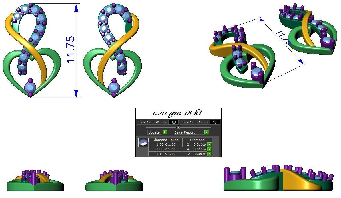 High Jewelry Pendant Earrings set 3dm stl 1-render detail 3D print model_1