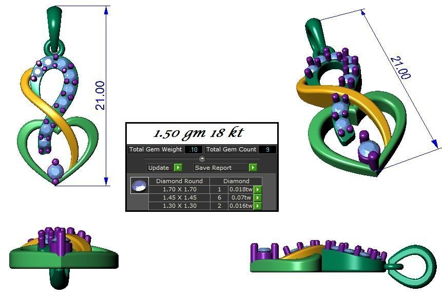High Jewelry Pendant Earrings set 3dm stl 1-render detail 3D print model_2