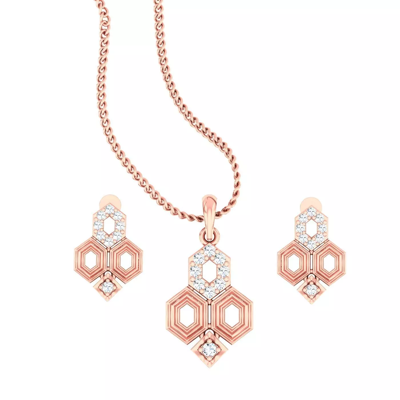 High Jewelry Pendant Earrings set 3dm stl 1-render detail 3D print model_0