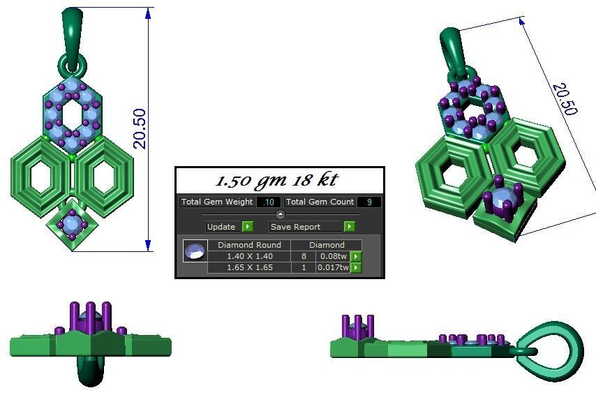 High Jewelry Pendant Earrings set 3dm stl 1-render detail 3D print model_2